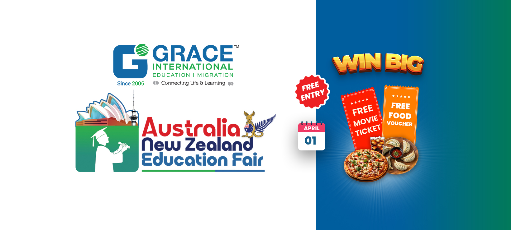 Australia & New Zealand Education Fair, 1–8 April 2026 — event banner, photo 1